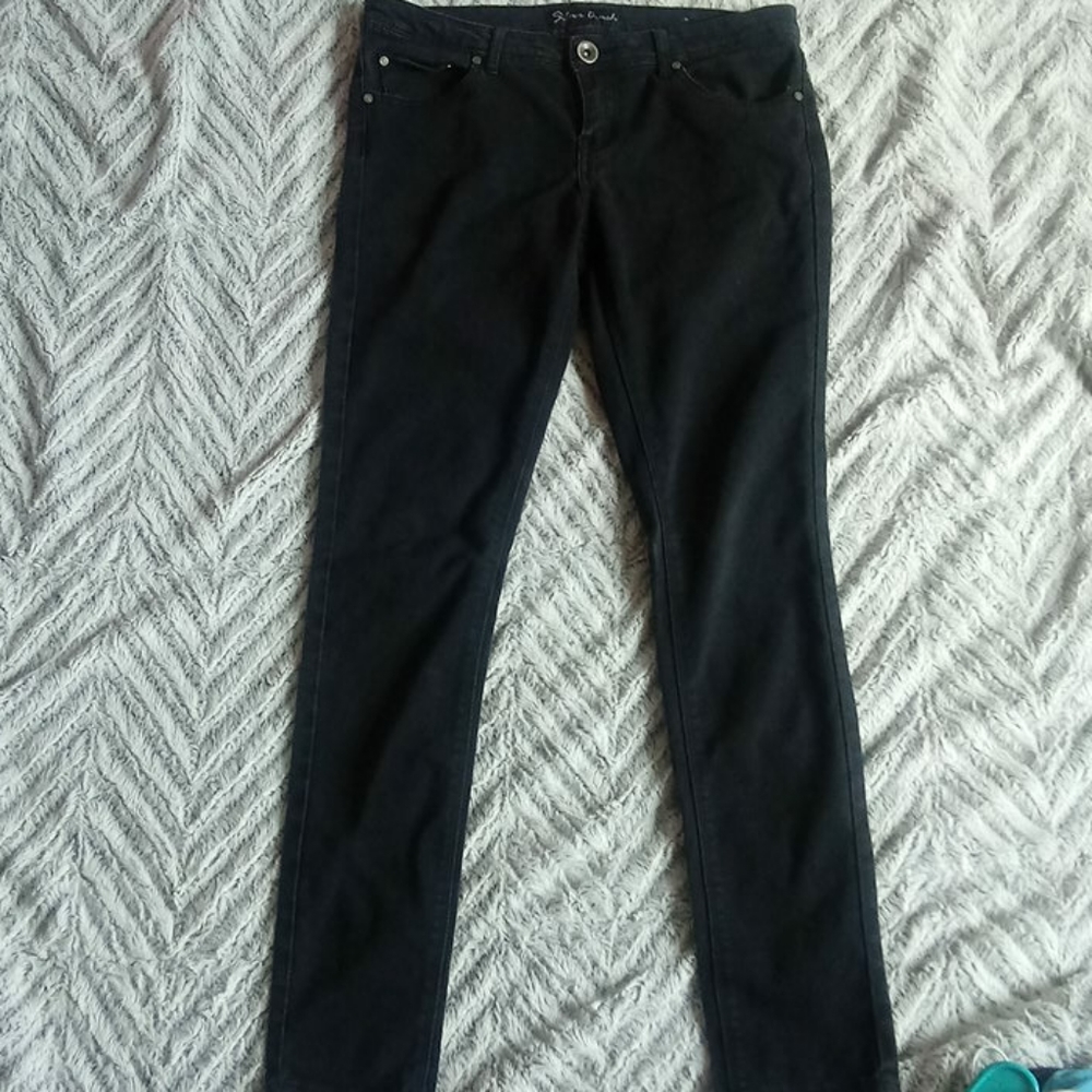 Black low waste jeans